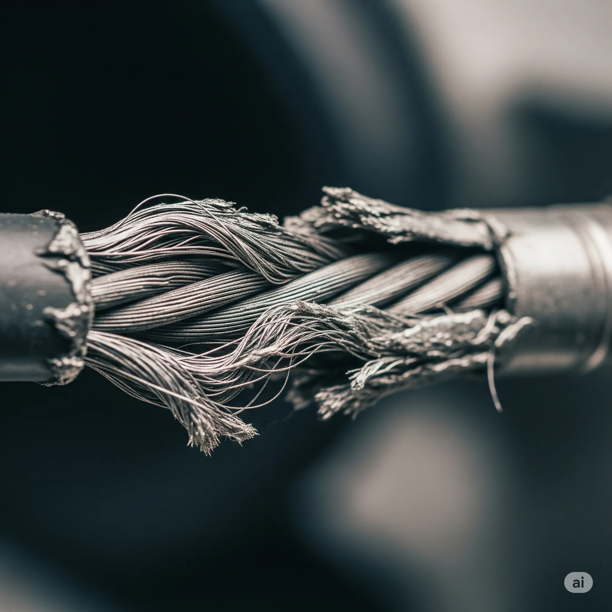 Chicote de cambio visiblemente dañado con extremos rotos y funda deteriorada, indicando una falla que impide el cambio de velocidades