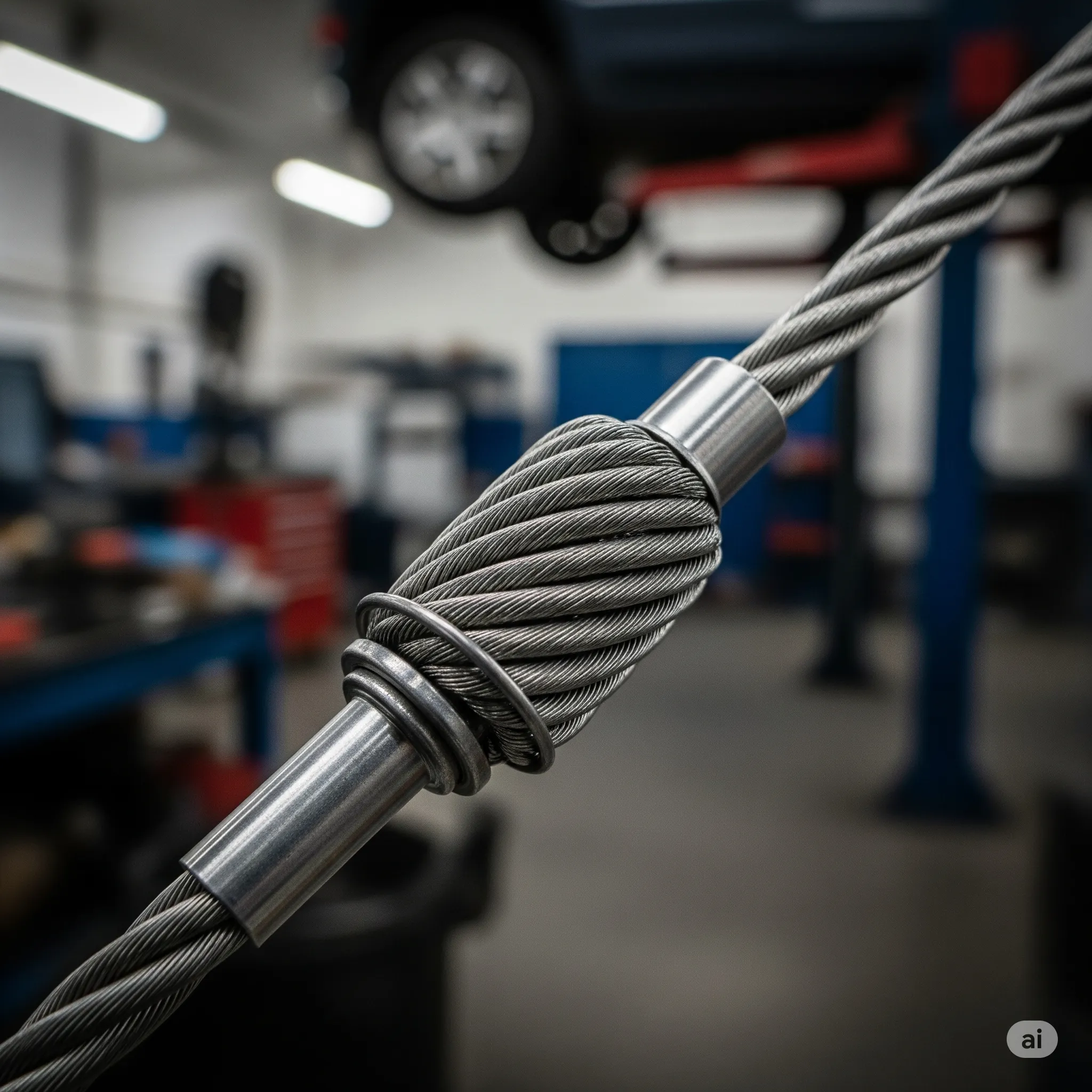 Primer plano de unión de acero de cables automotrices Monterrey para su cambio en un vehículo.